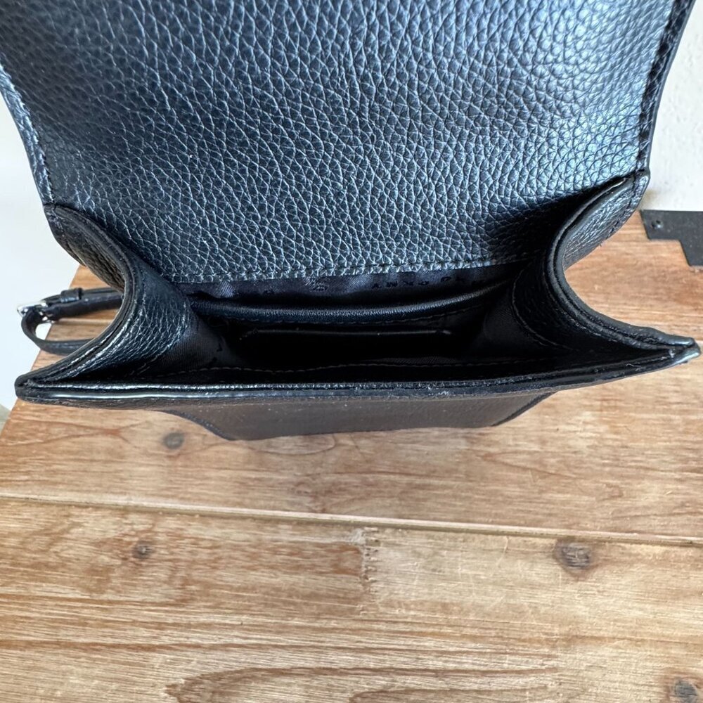 DKNY Elissa Black Pebbled Leather Silver Lock Charm Chain Crossbody Phone  Bag - Picture 13 of 14